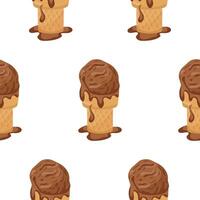 pattern with an icon of chocolate ice cream in a square waffle cup, for various summer designs vector