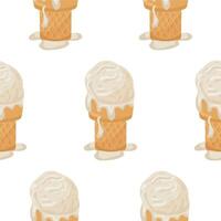 pattern with an icon of white vanilla ice cream in a waffle cup, for various summer designs vector