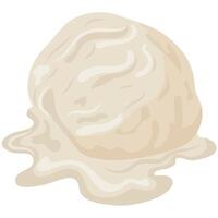 icon of a scoop of white vanilla ice cream melting, for various summer designs vector