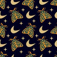 Moth and Moon Pattern Illustration vector