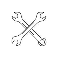Outline design of a wrench icon used for repair tools vector