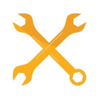 Flat design of a yellow wrench icon for repair tools vector