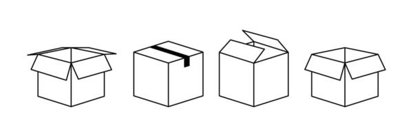 Set of outlined cardboard boxes for packaging design vector