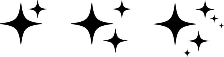 set of black shiny star elements vector