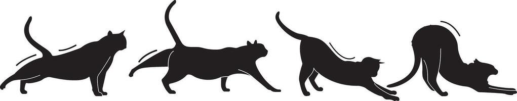 Silhouette of a cat stretching in a graceful pose vector