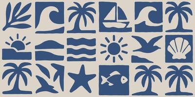 Decorative summer pattern featuring stylized ocean and beach elements creating a playful holiday vibe for design projects vector