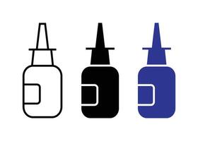 Nasal Spray Bottle Icon Set vector