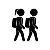 Students Walking School Campus Icon vector