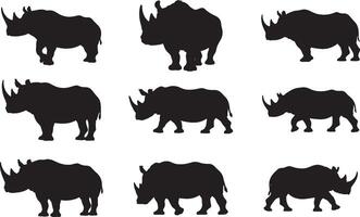 Rhino silhouette set on white background vector