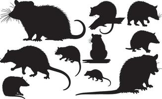 A set of silhouettes of rats and mice vector
