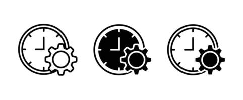 Clock with Settings Icon Set vector