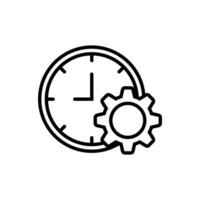 Clock with Settings Outline Icon vector