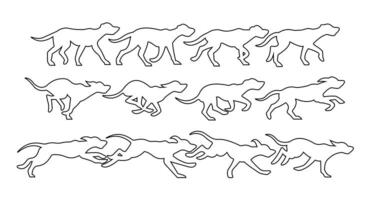 Active dog running outline for sports and design vector