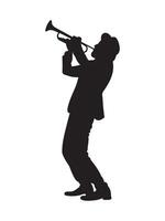Classic silhouette of a saxophone player performing vector