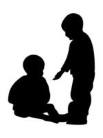 Child silhouette in helping gesture with open hands vector