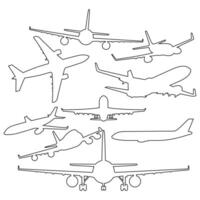 minimal airplane outline set for design vector