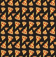 Flat design pizza slices on black background vector