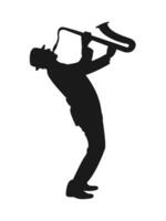 Saxophone player silhouette with musical flow design vector
