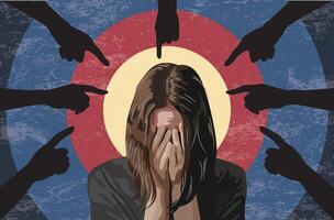Illustration depicting hands pointing to symbolize depression vector