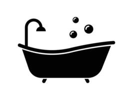 Simple black icon of a bathtub for design vector