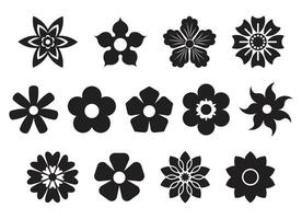 Black Flower Shape Icon Set vector