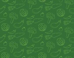 vegetable pattern drawing hand draw green background vector