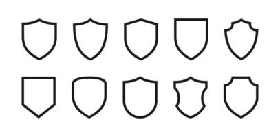 Set of shield outlines for protection and security vector