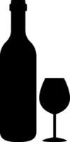 Silhouette of a wine bottle and glass in style vector