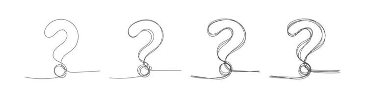 Collection of thin continuous question mark lines vector