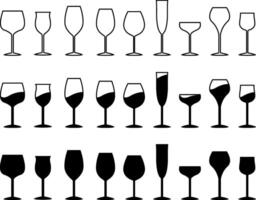 set of wine glasses with empty, half, and full levels vector