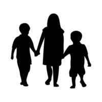 Child silhouette holding hands together in unity vector