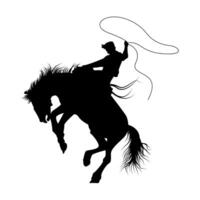 Silhouette of a cowboy jumping with a rope vector