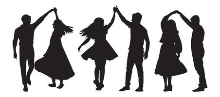 Couple dancing silhouette wearing blouse and style vector