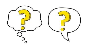 Hand-drawn cartoon speech bubble with question mark vector