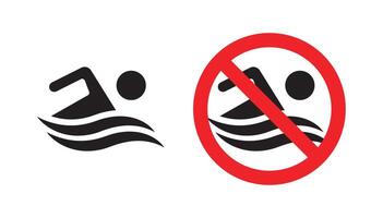Swimming allowed and prohibited icon sign set vector