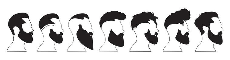 Side view silhouette of a face with a beard vector