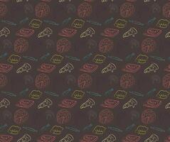 Simple Outlines Pizza Pattern Drawing vector