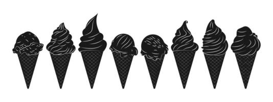 Black silhouette of ice cream cone vector