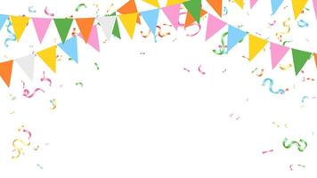 Cinco de Mayo colorful fun design. Mexican fiesta concept with triangle pennants chain and confetti vector