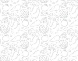 vegetable pattern drawing hand draw white backgropund vector
