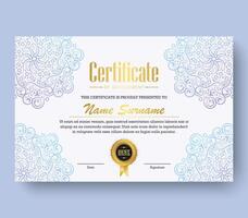 soft color mandala award certificate template vector