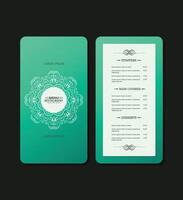green and white vintage restaurant menu with texture pattern element vector