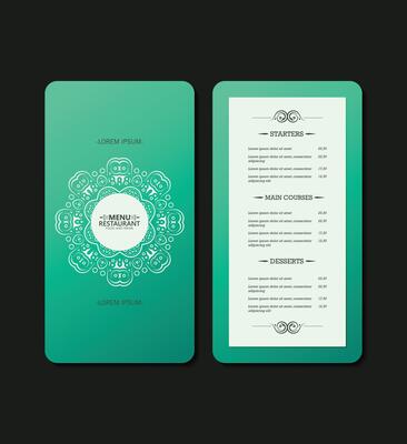 green and white vintage restaurant menu with texture pattern element