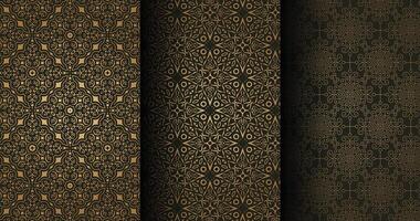 Collection gold and black art pattern background vector