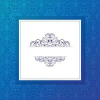 Blue calligraphy square ornament pattern line vector