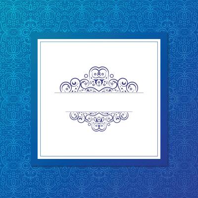 Blue calligraphy square ornament pattern line