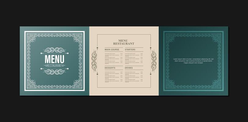retro Menu restaurant Layout with ornamental Element