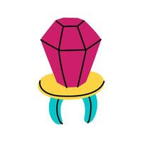 Funny children's lollipop on a ring with a large crystal. Flat color illustration. The was created based on sweets from the 90s. Retro 90s, 2000s. Sweets for children. bright insulated candy vector