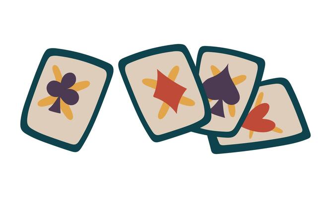 Magical tarot cards. Flat colored fortune-telling cards. An element associated with mysticism, magic, and fortune-telling. For books, games, or creating an atmosphere of mystery. Playing cards