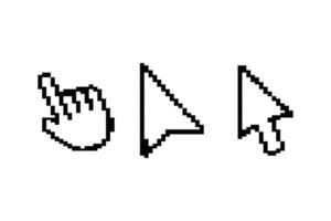 arrows, hand points, click effects, and loading symbols on a computer mouse cursor icon set vector